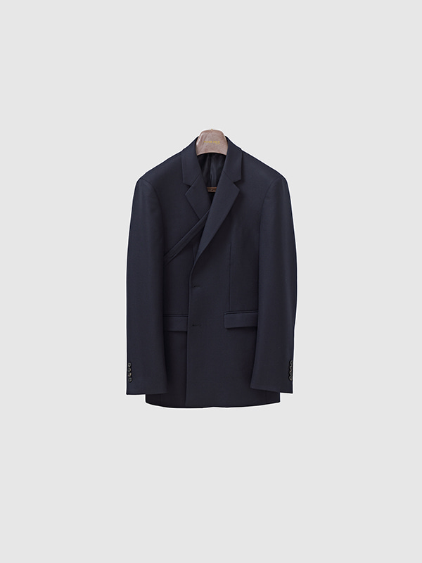 [SEASON OFF 46%] 3ROLL 2BUTTON BELTED JACKET NAVY