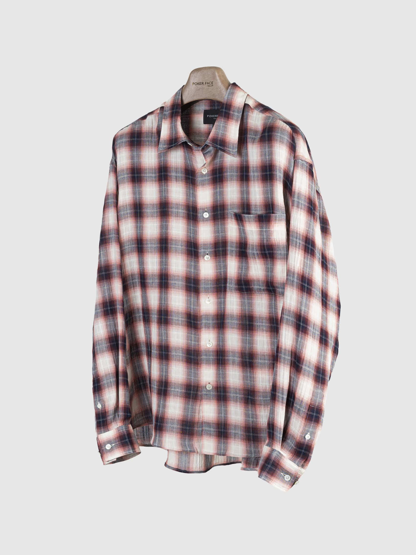 OMBRE CHECK SHIRTS NAVY/HOTPINK