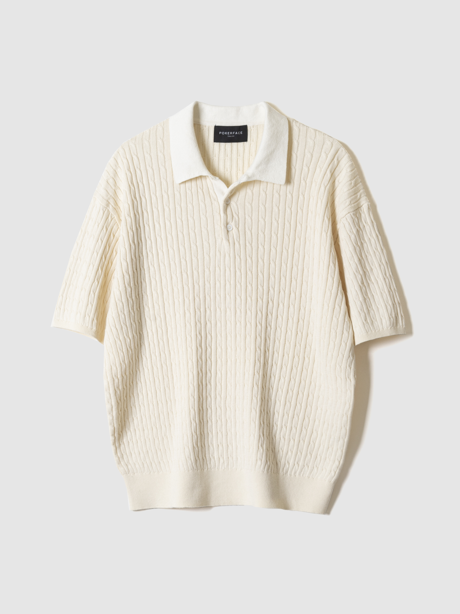 [4/30 3:00PM 발매] CABLE RUGBY HALF SLEEVE KNIT IVORY